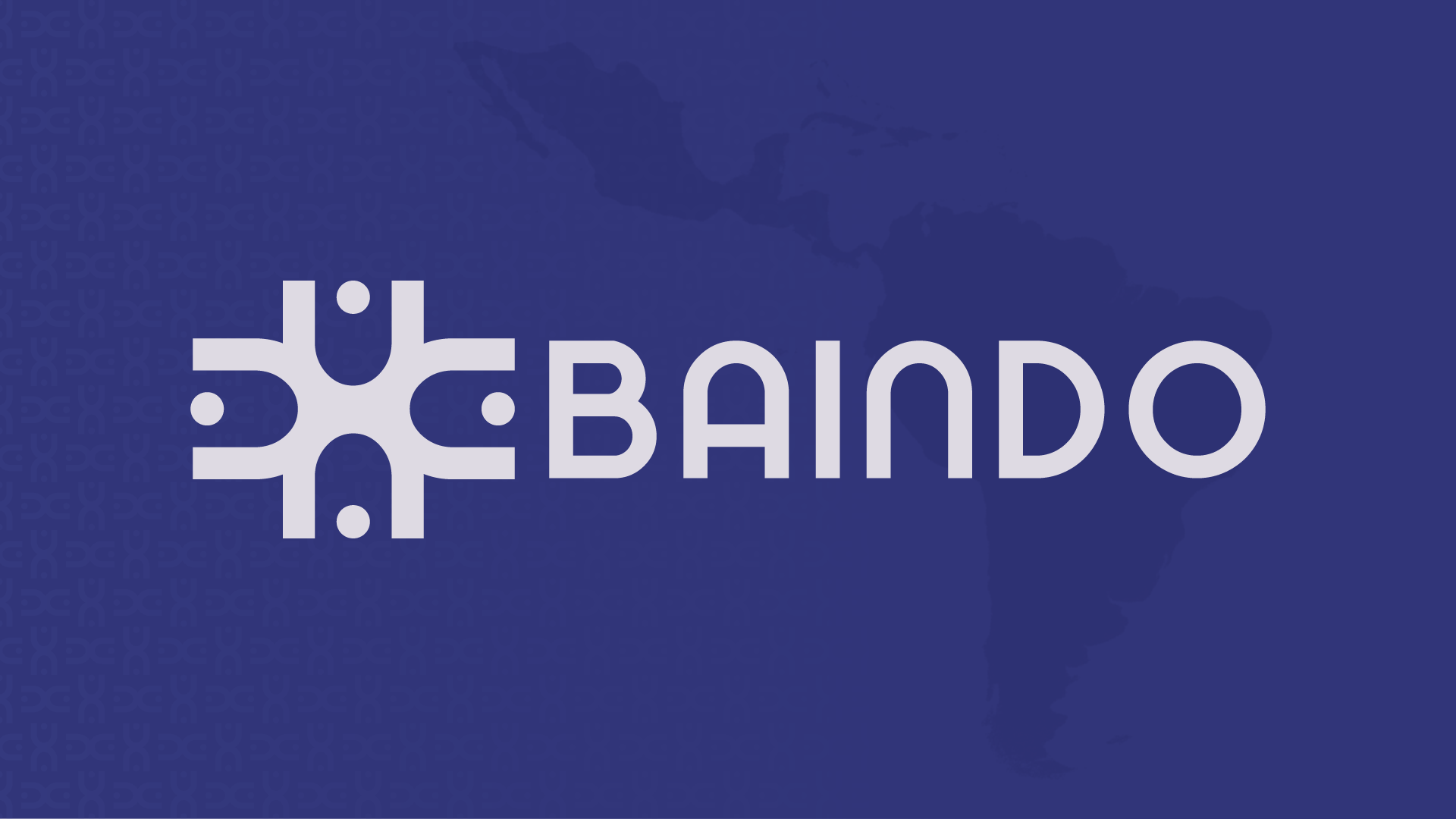Baindo brand identity — logo, geometric pattern and Latin America map